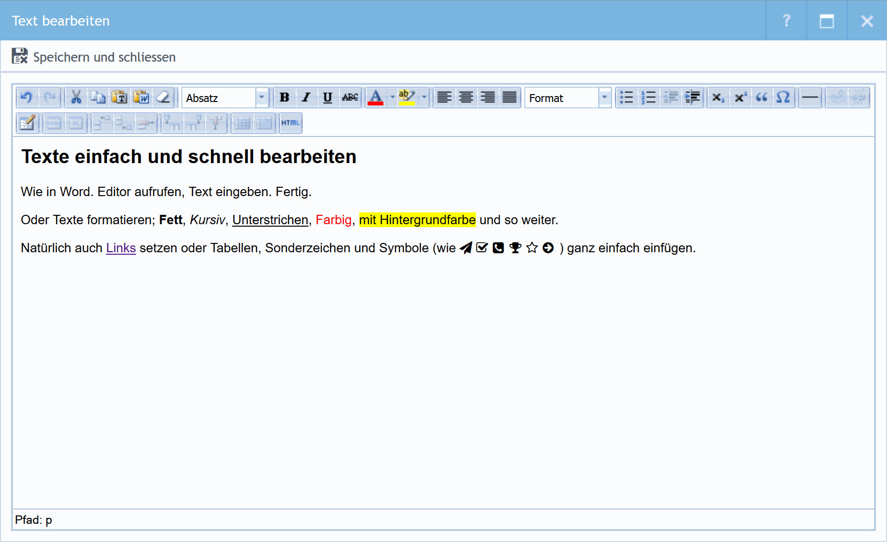Texte bearbeiten mit Texteditor